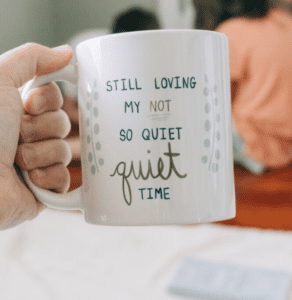 Still loving my not-so-quiet quiet time mug – a Word Seekers Society gift to encourage womento keep reading the Bible.